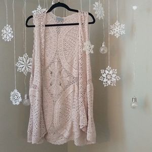 Joseph A. Cream Crochet Cardigan Size L